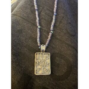 Silpada Sterling Silver Pendant w/ Stone 12.8grams Purple Bead 16" 925 Clasp 371